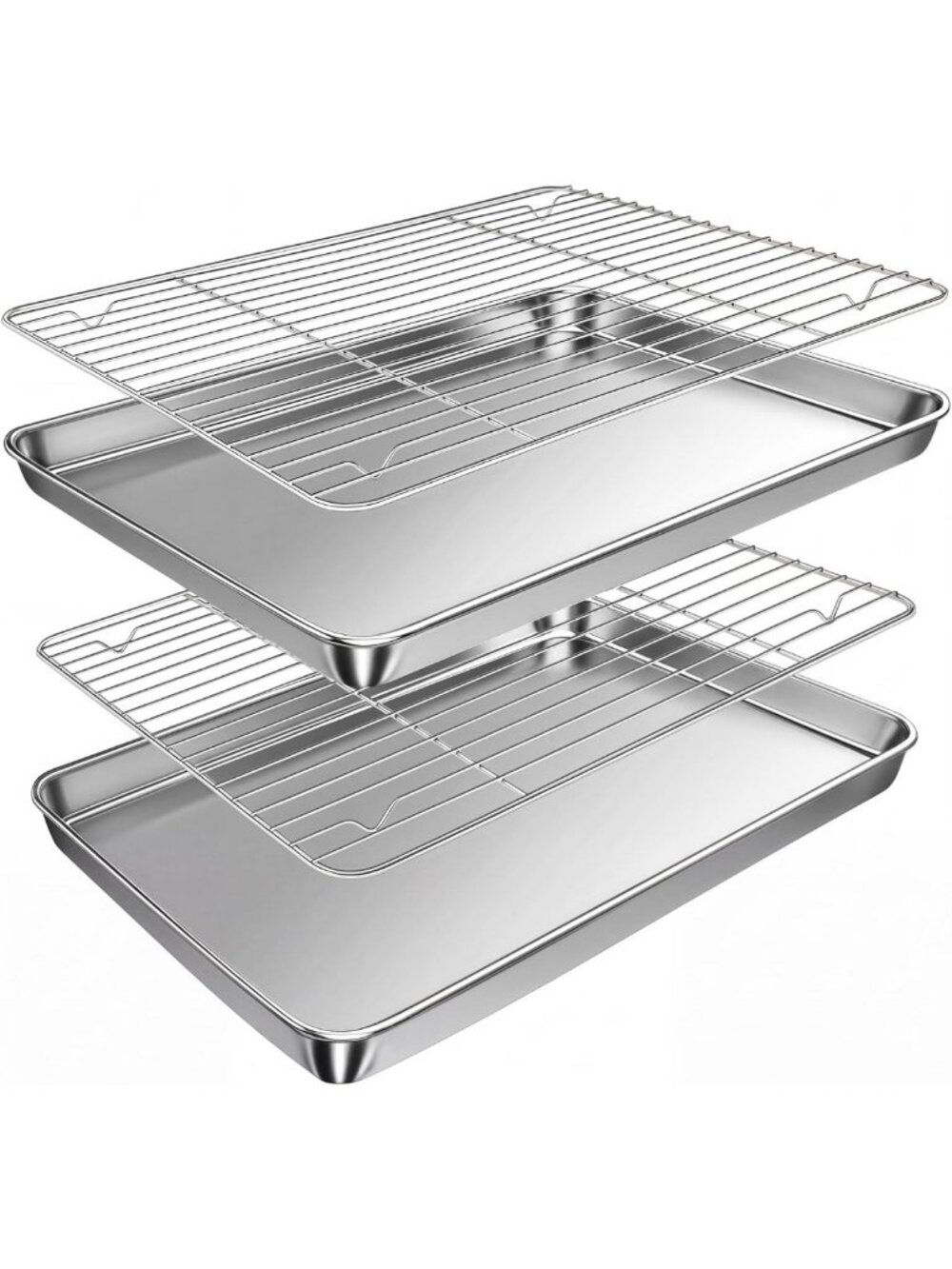 Stainless Steel Baking Sheet Set with Racks - Heavy Duty, Warp Resistant, 16x12